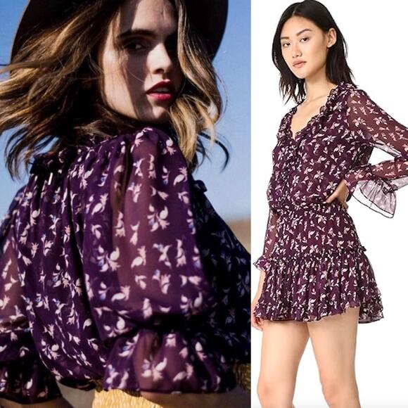 MISA LOS ANGELES Tiered Ruffle Purple Floral Dress – Small - Picture 1 of 13